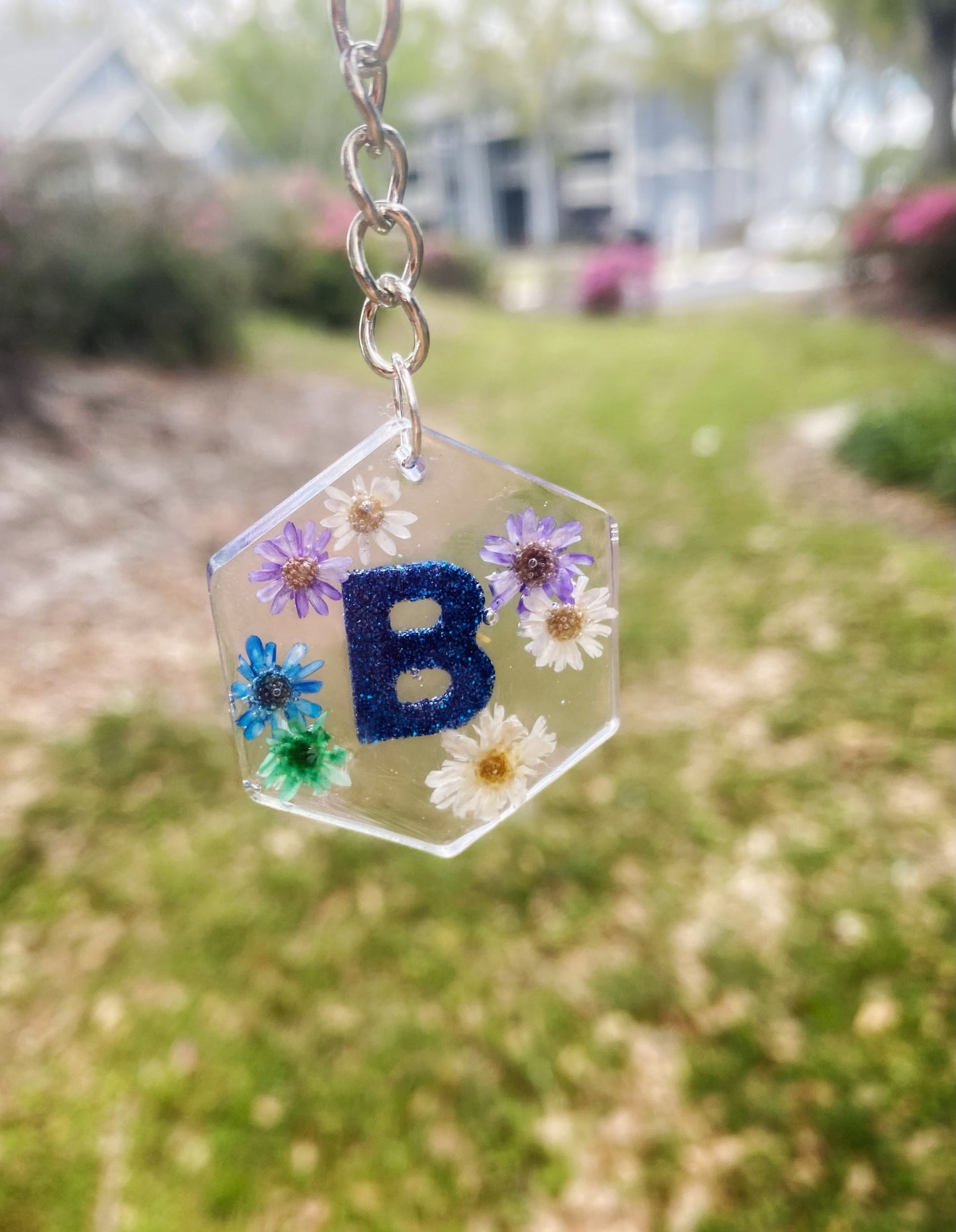 Made in-house! Flowered Personalized Letter Key-chain