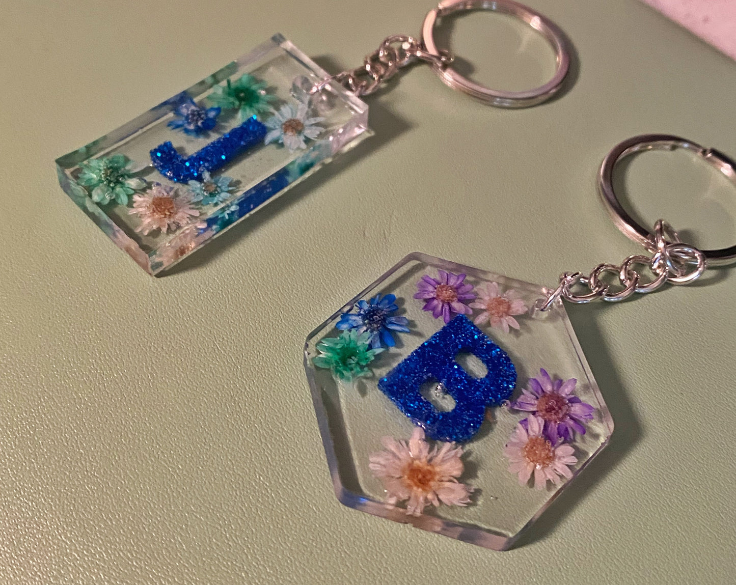 Made in-house! Flowered Personalized Letter Key-chain